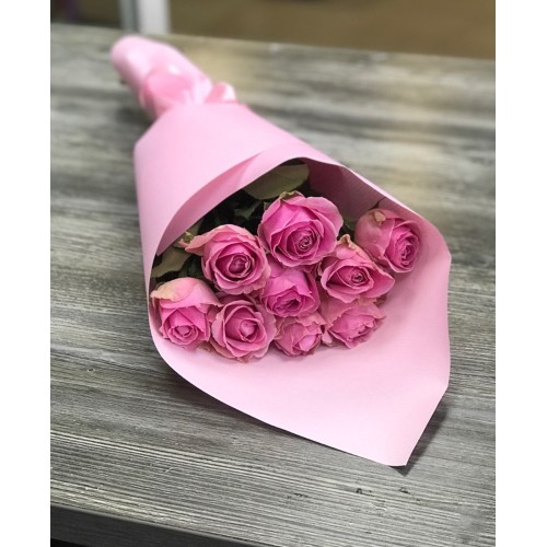 Купить на заказ Букет из 9 розовых роз с доставкой в Костанае